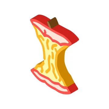 Apple core isometric icon vector illustration Stock Illustration