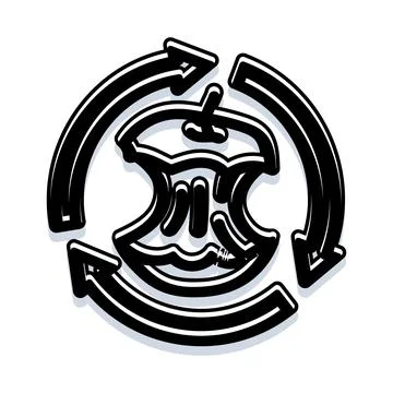 Apple core recycling symbol representing organic composting Stock Illustration