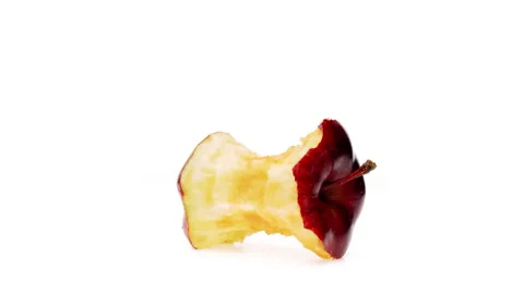 Apple core rotating on white background. Vídeo Stock 166235383