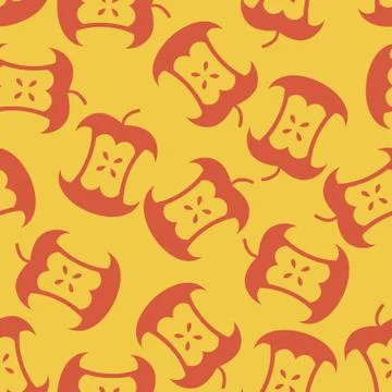 Apple core seamless pattern.  Fruit trash ornament. Rubbish background. gar.. Stock Illustration