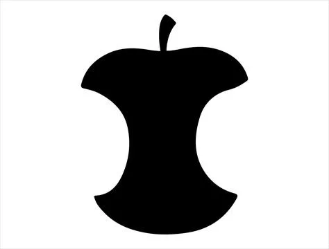 Apple core silhouette vector art Stock Illustration