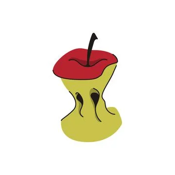 Apple Core Vector Illustration Eaten Fruit Stock Illustration