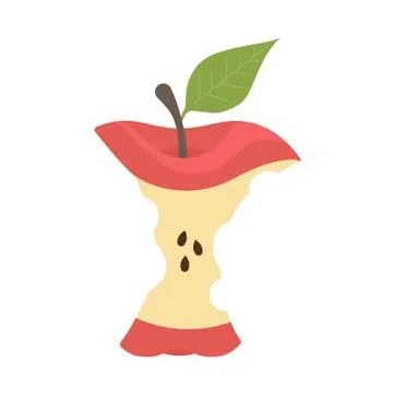 Apple Core on white background. Vector illustration in trendy flat style. EPS 10 Stock Illustration
