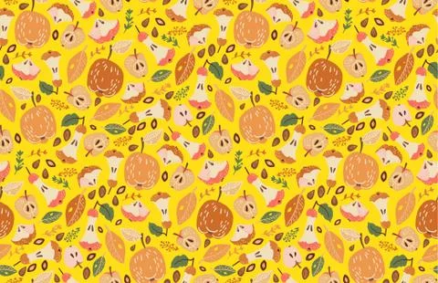 Apple cores seamless pattern. Textile design zero waste Stock Illustration