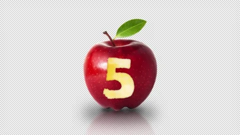 Apple Countdown with transparent (alpha) background Stock Footage 249607612