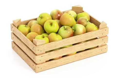 Apple crate isolated on white background. 3D illustration Иллюстрация