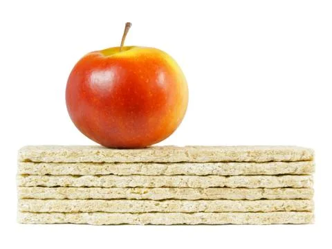 Apple on crispbread stack Stock Photos