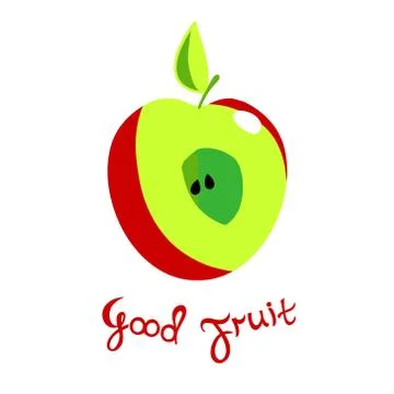 Apple in cross section. Illustrazione stock