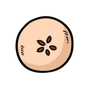 Apple cut in half with five stars pentagram seeds doodle. Vector illustration Stock Illustration