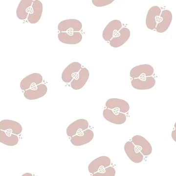 Apple cut in half glyph vector seamless pattern Stock Illustration