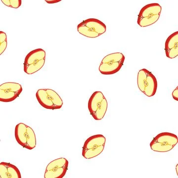 Apple cut in half isometric icon seamless pattern Illustrazione stock