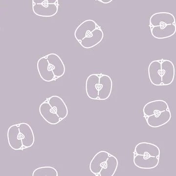 Apple cut in half line vector seamless pattern イラスト素材