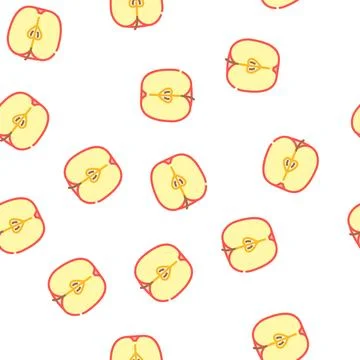 Apple cut in half vector seamless pattern Stock Illustration