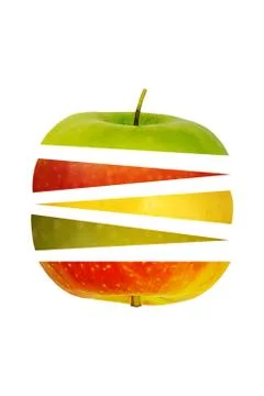 Apple cut into pieces on a white background Stock Illustration