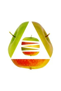 Apple cut into pieces on a white background Stock Illustration