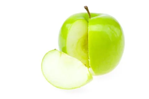Apple to cut a slice isolated on white Stock-Fotos