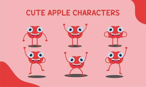 Apple cute characters. Vector illustration Stock Illustration