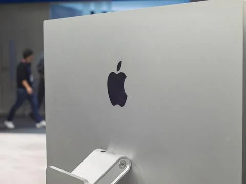 Apple Desktop Computer with Iconic Logo in Focus Stock Photos