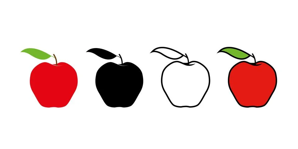 Apple, different apple, colored apple fruit for food health Stock Illustration