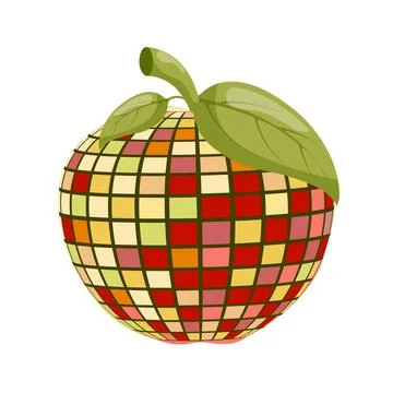 Apple disco ball. Template for poster, invitation, congratulations. Illustrazione stock