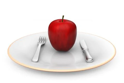Apple on dish Stock Illustration