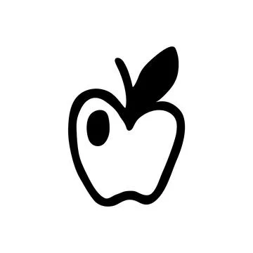 Apple doodle icon hand drawn with black line in freehand style Stock Illustration