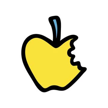 Apple doodle icon hand drawn with black line in freehand style and colored Stock Illustration