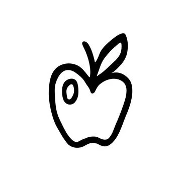 Apple doodle icon or logo, hand drawn with thin line Stock Illustration