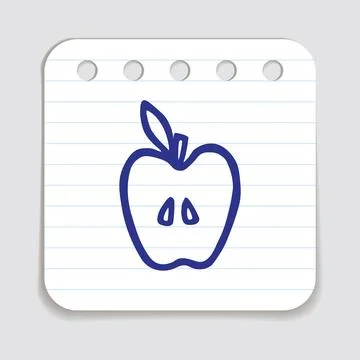 Apple doodle icon or logo, hand drawn with thin line Stock Illustration