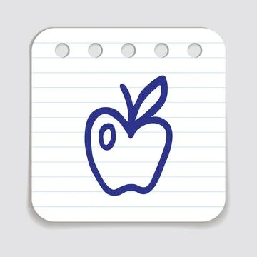 Apple doodle icon or logo, hand drawn with thin line Stock Illustration