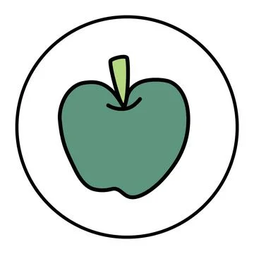 Apple doodle icon or logo, hand drawn with thin line Stock Illustration