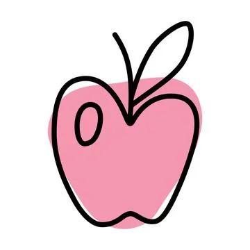 Apple doodle icon or logo, hand drawn with thin line Illustrazione stock