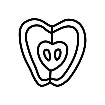 Apple doodle icon or logo, hand drawn with thin line Stock Illustration
