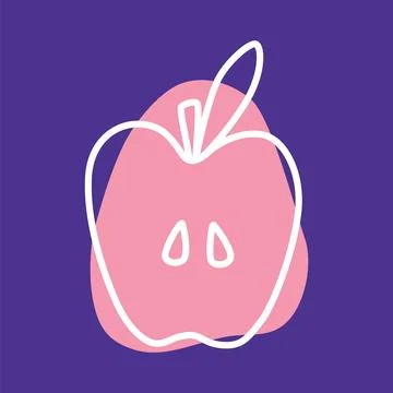 Apple doodle icon or logo, hand drawn with thin line Stock Illustration