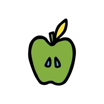 Apple doodle icon or logo, hand drawn with thin line Illustrazione stock