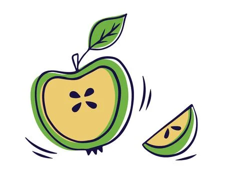 Apple in doodle style. Vector hand drawn icon illustration Stock Illustration