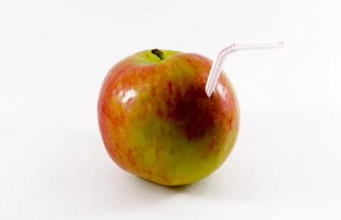 Apple Drink Straw. Stock Photos