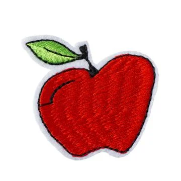 Apple embroidered patch isolated on white background Stock Photos
