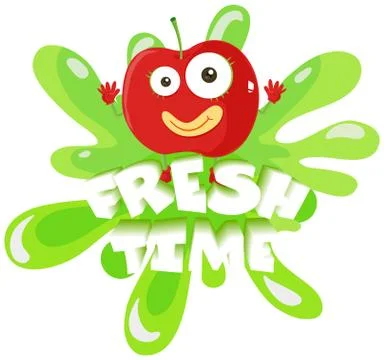 Apple with face and text Stock Illustration