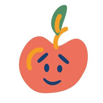 Apple with a face. Apple fruit character concept. Healthy fruit. Sweet and ta Stock Illustration
