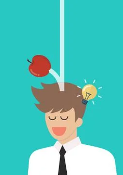 Apple falling dawn to the man head Stock Illustration