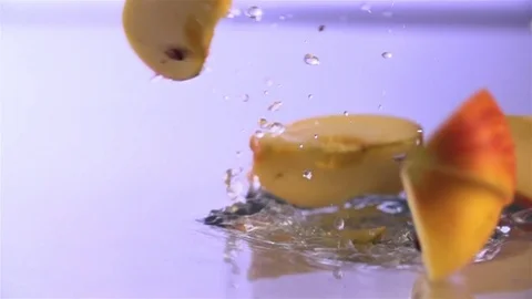 Apple  falling  On the water surface Video stock 76437177