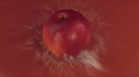 Apple falls on the wet table Stock Footage 53079053