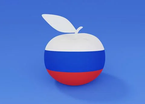 Apple with flag of Russia, 3d render Illustrazione stock