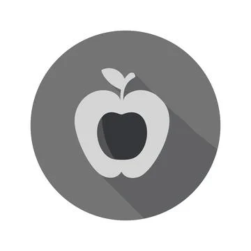 Apple flat icon with long shadow. Vector illustration. Stock Illustration