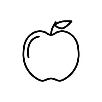 Apple flat icon. Pictogram for web. Line stroke. Isolated on white background Stock Illustration