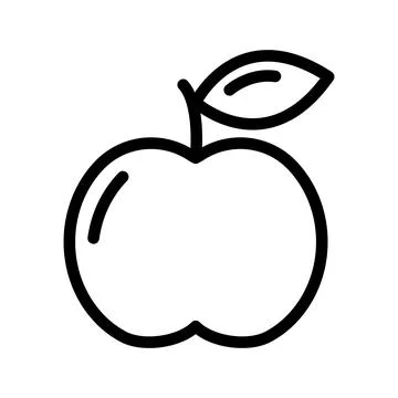 Apple flat icon. Pictogram for web. Line stroke. Isolated on white background Stock Illustration