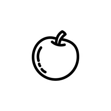 Apple flat outlined icon. Vector fruit logo isolated on white background. Veg Stock Illustration