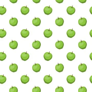 Apple flat seamless pattern on white background. 스톡 일러스트