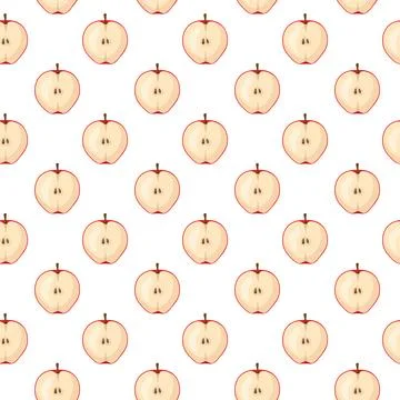 Apple flat seamless pattern on white background. Stock Illustration
